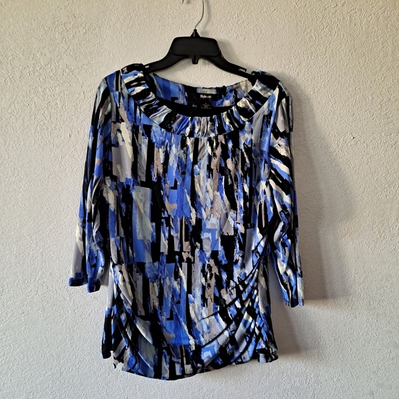 Style & Co. Tops - Style&Co. Blue and Black Print Top